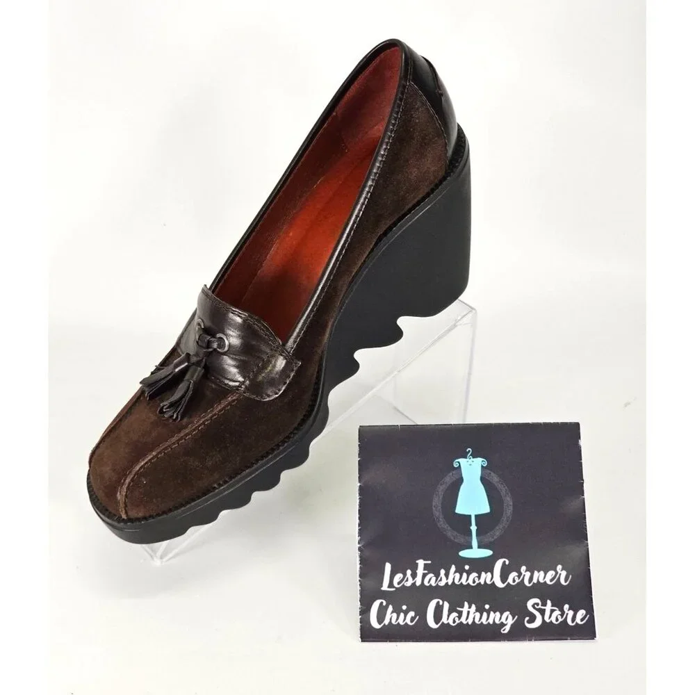 Donald J Pliner Women's Dark Brown Platform Wedges Size 8.5 506 - Picture 10 of 13
